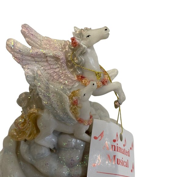 Vintage Pegasus Unicorn Animated Musical Figurine  Wind-Up Music Box  Ceramic & - Picture 5 of 12
